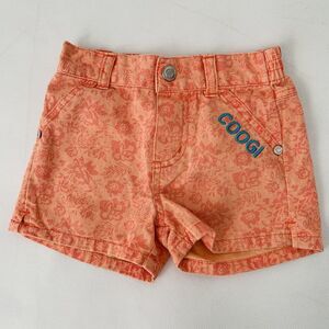 COOGI‎ Shorts Baby Girl 24M Orange Floral Embroidered Logo Stretch Waist Pockets